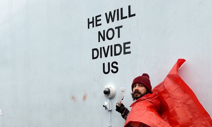 Shia LaBeouf arrested at anti-Trump art installation in New York